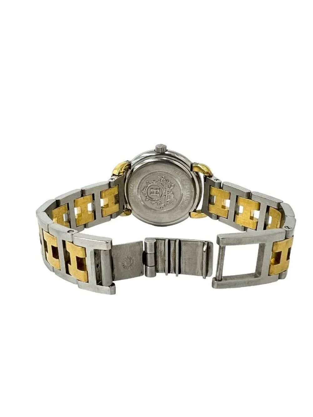 Hermes Pullman Stainless Quartz Watch Wrist Gold Silver